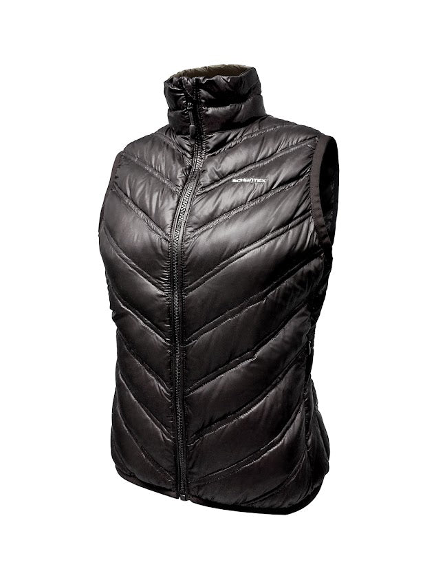 Ladies' Light Weight Pocketable Collarless Down Vest with logo