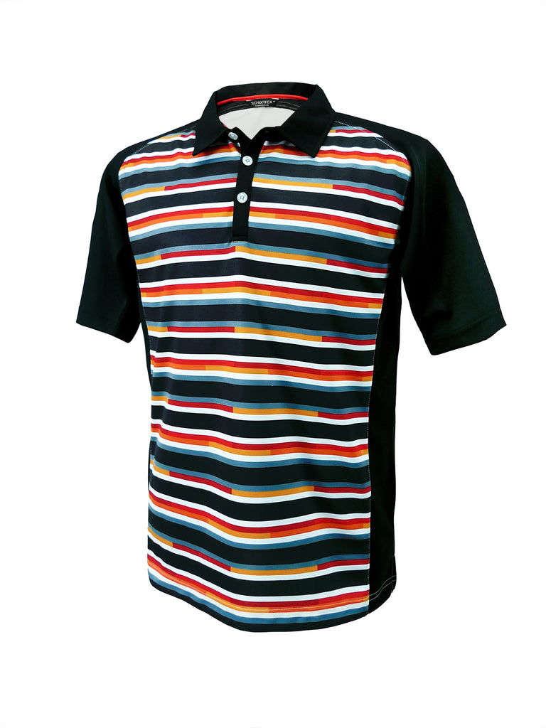 Men's Stripe Bamboo Charcoal Polo Shirt