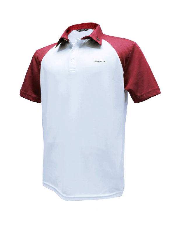 Men's White Bamboo Charcoal Polo Shirt with Coloured Collar and Sleeves