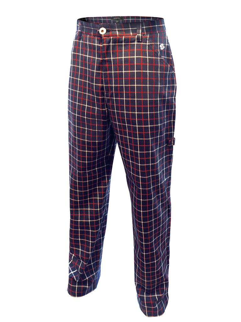 Men's Long Checkered Pants (Navy/White/Red)