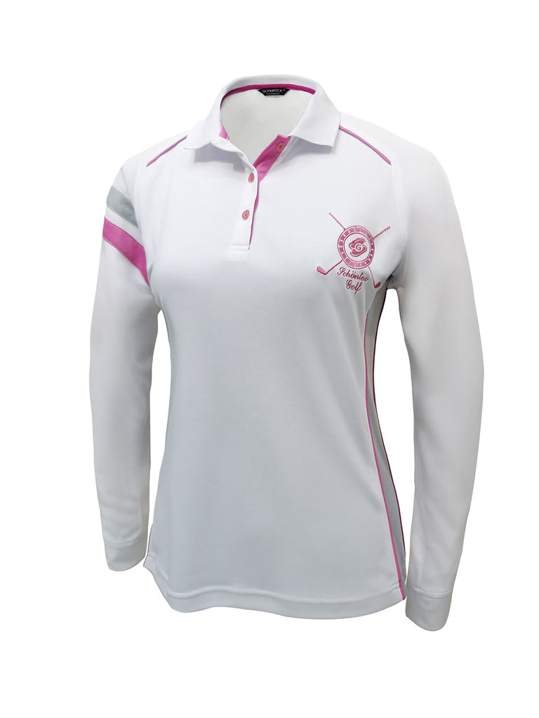 Women's pink Bamboo Charcoal Long Sleeve Polo Shirt