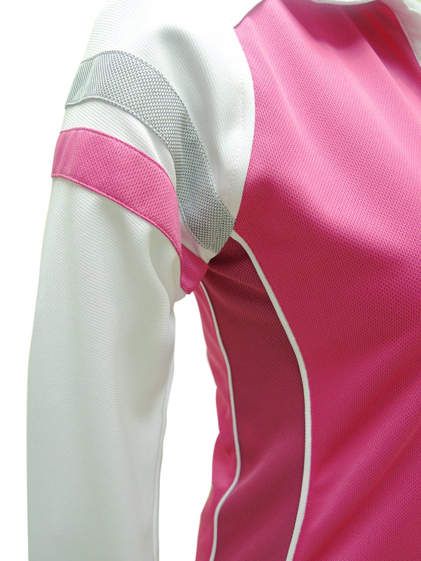 Women's Pink Bamboo Charcoal Long Sleeve Polo Shirt