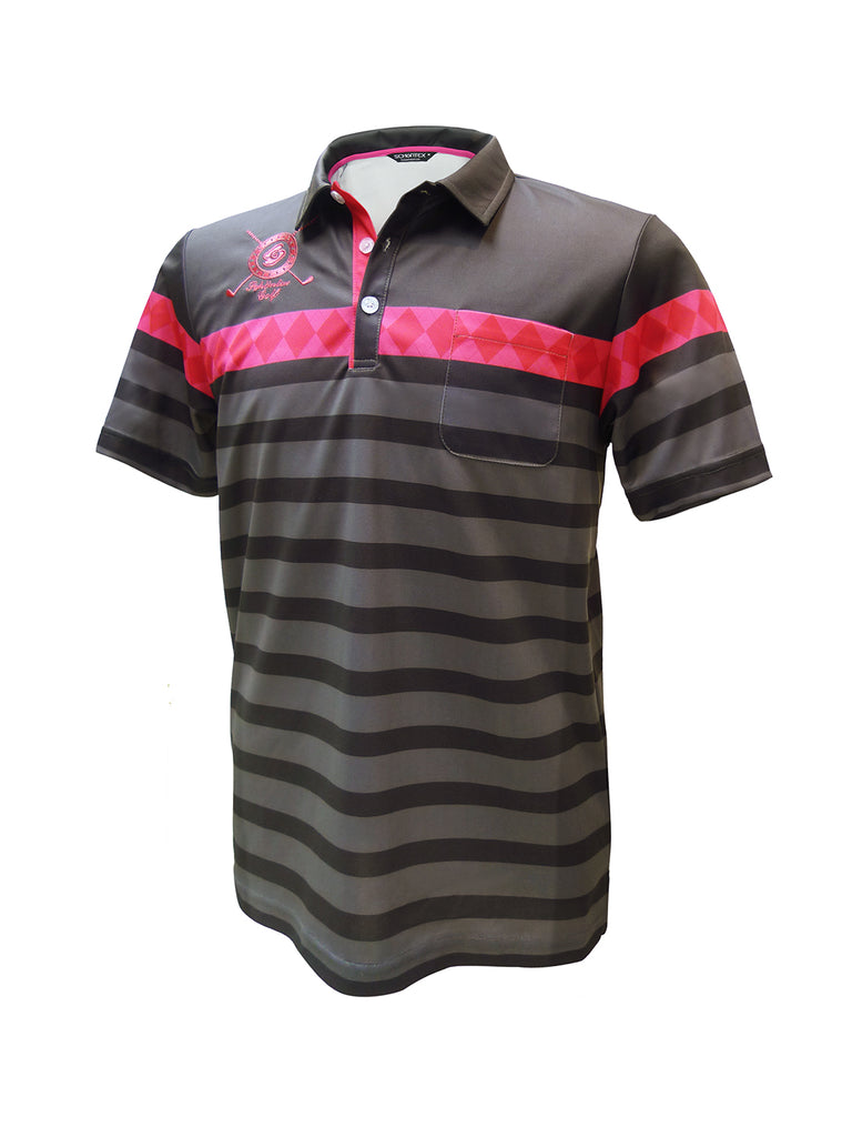 Men's Stripe Bamboo Charcoal Polo Shirt